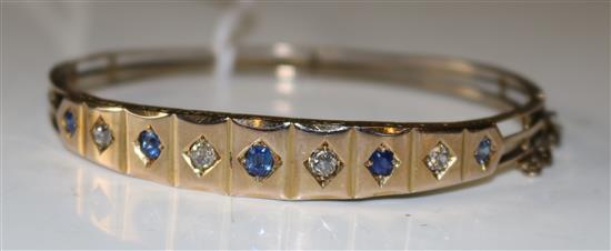 Gold diamond and sapphire bracelet